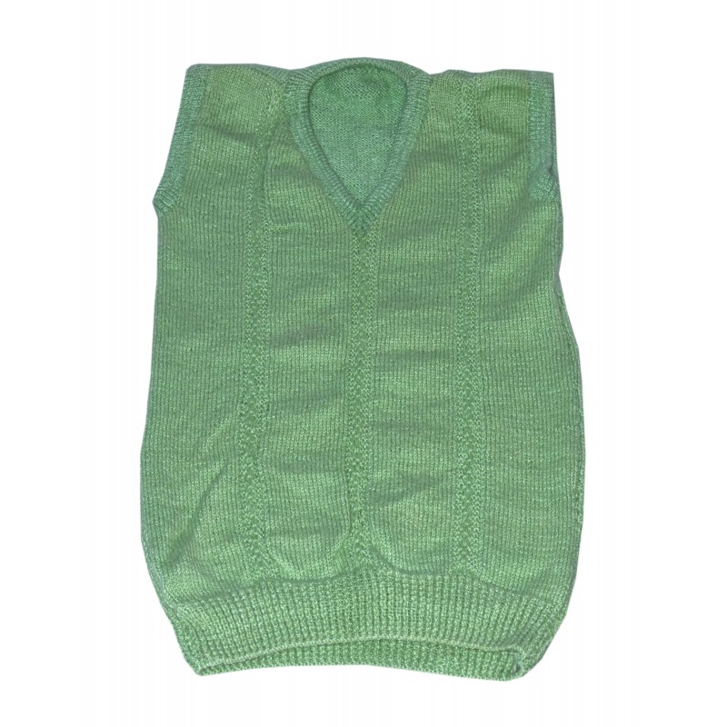 Woolen Light Green v neck half handmade sweater design for Men