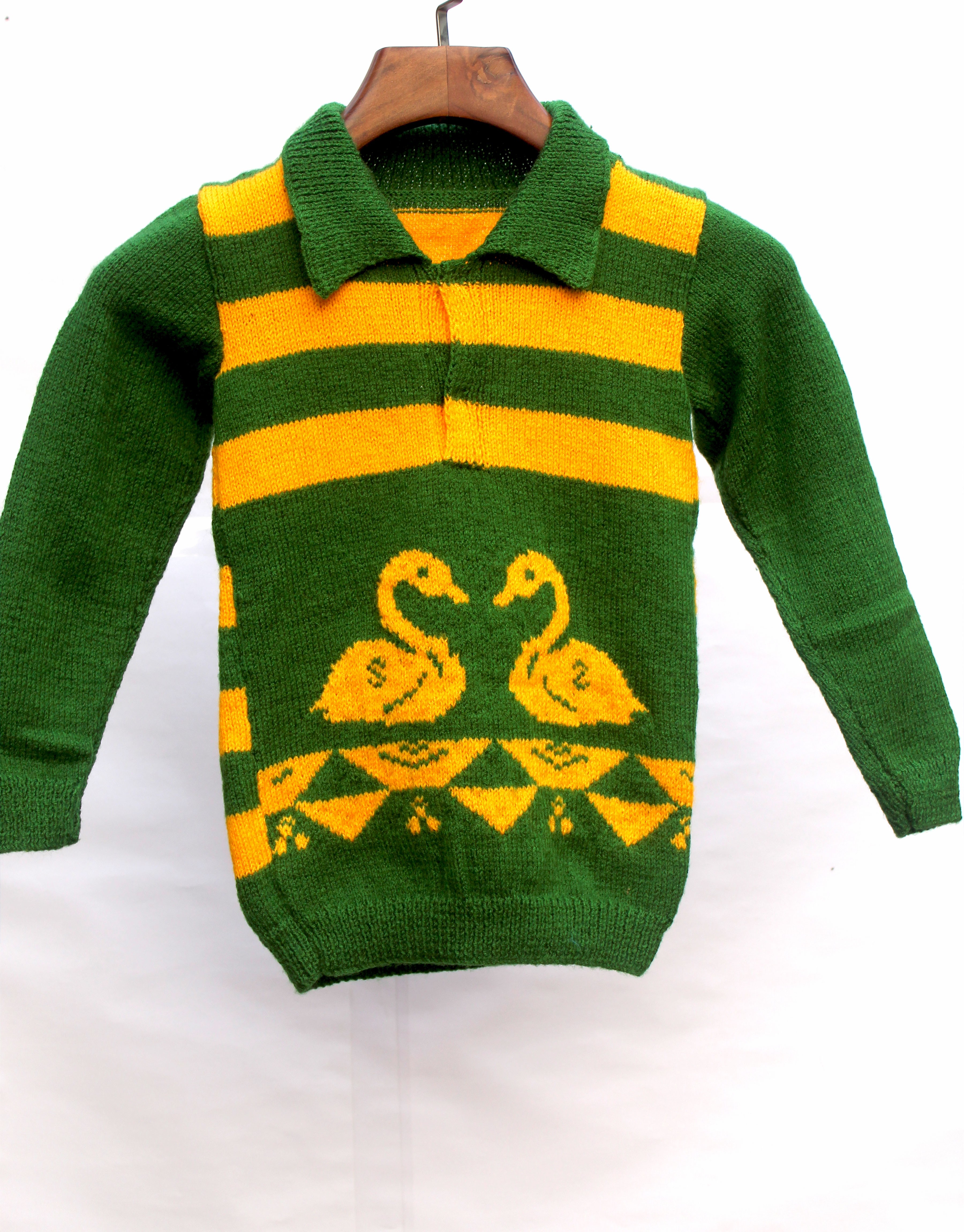 Handmade Woollen Fern & Gold Combi Color Full Sleeve Online Sweater For  Baby Boy
