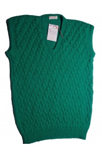 GraminArts Handmade woolen half sweater with Green color v-neck for men