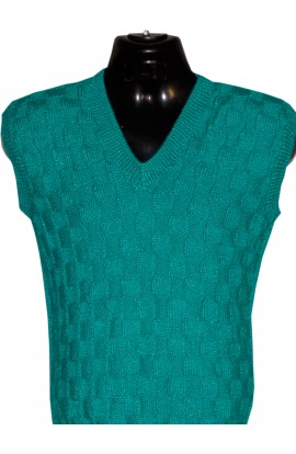 Graminarts Light Sea Green Color Woollen Handmade V-neck Sleeveless Sweater For Men