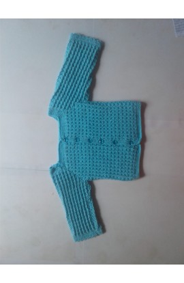 Handmade Woonie Crochet Graminarts Full Sleeve Cardigan For Baby Girl- Sky Blue