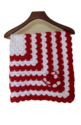 Awesome Graminarts Self Design Handmade Crochet Baby Blanket - Red & White