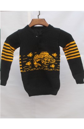 Graminarts Handmade Knitting Black Colour Full Sleeve Sweater For Baby Boy