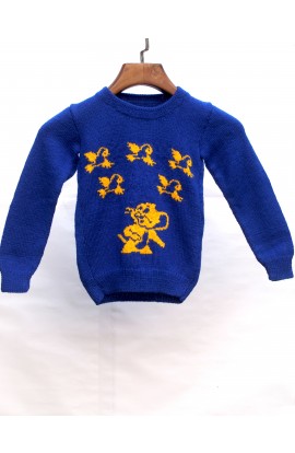 Handmade Woonie Knitting Graminarts Full Sleeve Pullover For Baby Boy- Deep Royal Blue									