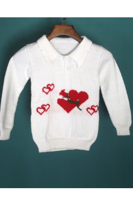 Elegant Knitting Graminarts Handmade Heart Design Sweater For Baby Boy- White										