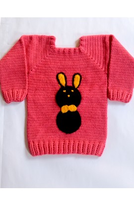 Beautiful Design Full Sleeve Applique Handmade Graminarts Sweater	- Tomato	