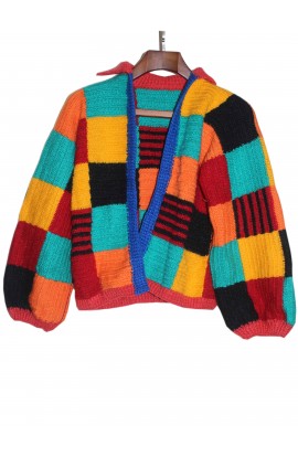 GraminArts Hand Knitted Multicolor Cardigan for Men and Women