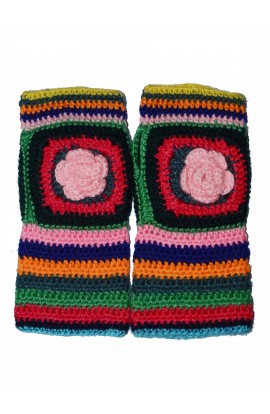2020 New Multicolour Floral Design Woollen Handmade Fingerless Gloves 