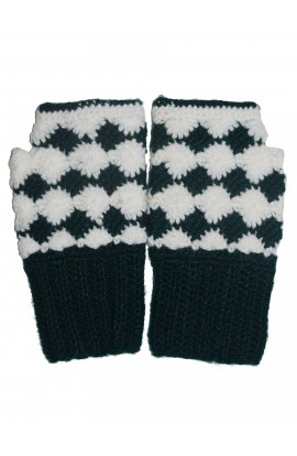 New Winter Warm Fingerless Handmade Boot Cuff Gloves combi of black and White colour