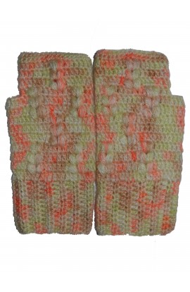 Unique and Beautiful Woollen Leaf Design Multicolour Handmade Fingerless Gloves