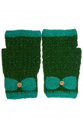 Graminarts Handmade fingerless multicolor gloves Color Greena