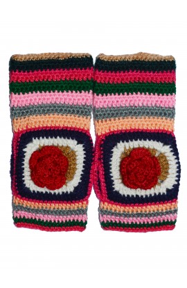 2020 New Multicolour Floral Design Woollen Handmade Fingerless Gloves