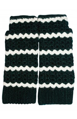 Graminarts Handmade Long Crochet Fingerless Gloves Black And White Design
