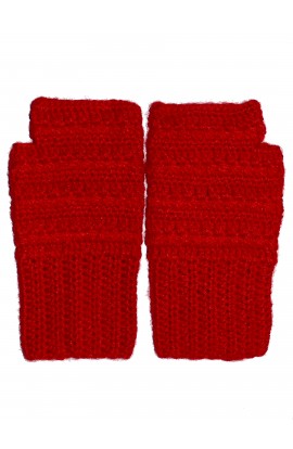 Graminarts Handmade Woollen Fingerless Lovable Red Hand Gloves For All Medium Adult Hands