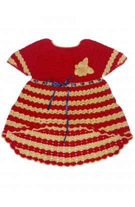 Beautiful Graminarts Crochet Handmade Frock For Baby - Red & Peach