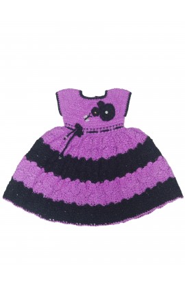 Handmade Woonie Crochet Latest Frock Design For Baby- Purple & Black