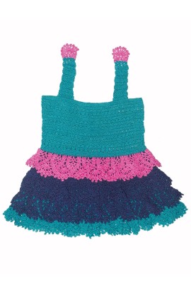 Stylish Handmade Crochet Thread Pinafore Frock For Baby (3-4 Year)