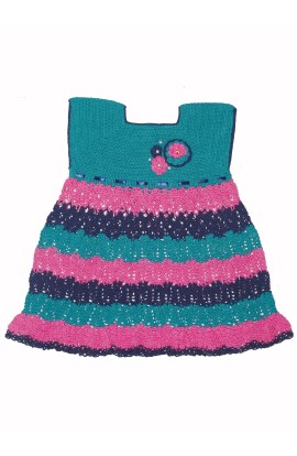 Multicolor Thread Hand Embroidery Frock For Baby Girl