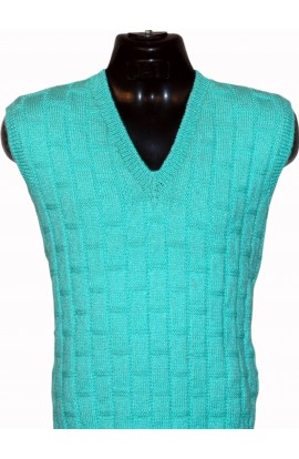 Graminarts Medium Turquoise Color Handmade Vest Sweater For Men
