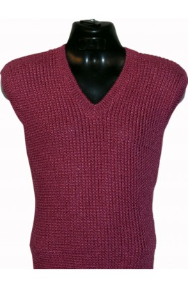 Graminarts Handmade Knitting Half Sweater In Hibiscus Color For Men