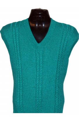 Graminarts Handmade Woollen Light Sea Green Color Sleeveless Sweater For Men