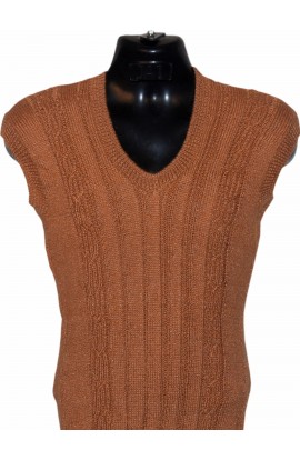 Graminarts Handmade Woollen Sienna Color Half Sleeve Less Sweater For Men