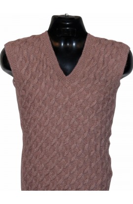 Rosy Brown Woollen Handmade Sweater For Men V-neck Unique Graminarts Design 