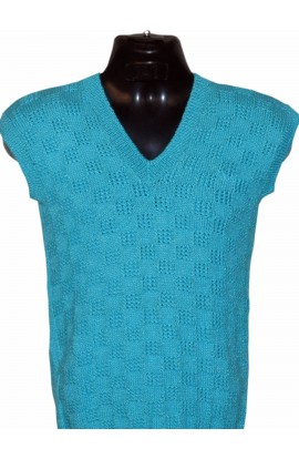 GraminArts  Handmade Woollen Sleeveless Knitted  Deep Sky Blue Color Formal Vest Pullover For Men 