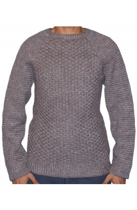 Graminarts Handmade Knitting Fossil Solid Color Long Sleeve Sweater For Men
