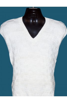 Stylish Bleached White Woollen Graminarts Handmade Vest Pullover For Men 