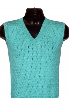 Graminarts Stylish Handmade Woollen Half Pullover In Aqua Color For Men