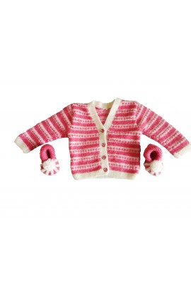 HandMade Woolen Knitted Sweater Set (2Pcs Suit) for New Born Babies (0-6 Months)