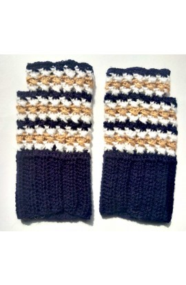 Stylish Fingerless Gloves Crochet Knitted Soft Vardhman Woollen  Design With Multi-colour 