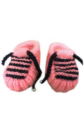 Handmade booties Wool/Yarn Crochet With Beautiful Design Pink & Blue ( 0 - 4 M )