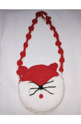 Stylish Look With Meow Pattern Handmade Crochet Sling Bag For Girls