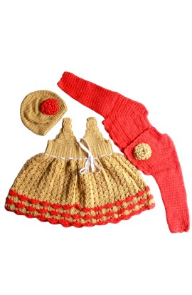 Handmade With Graminarts Care Baby Woolen Frock Set & Cozy Cardigan