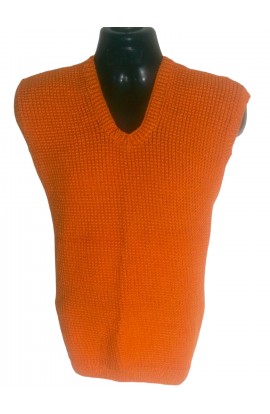 Stylish Look With Honey Yellow Handmade Knitted Half Pullover For Men