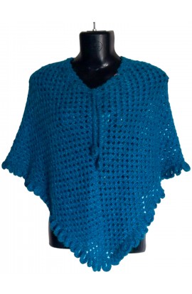 Handmade Graminarts Woolen Poncho For Women/Girls Free Size With Royal Blue Color