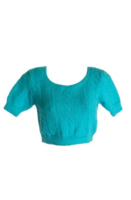 Fab Knitted Design Handmade Woonie Sky Blue Blouse