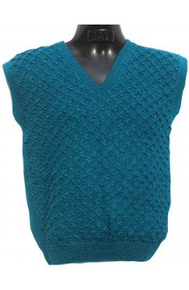 GraminArts  Blue Color Woolen/Yarn Handmade half sweater for men