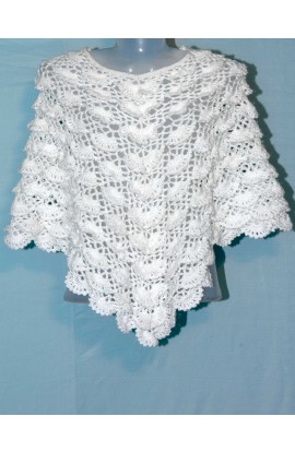 2020 Handmade New Desing White Woolen Poncho For Women/Girls 