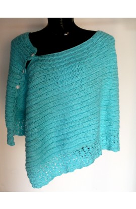 Outstanding Handmade Design By Graminarts Crochet Cape Shawl For Girls/Women - Sky Blue