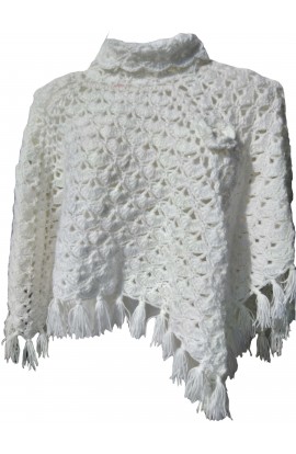 Beautiful White Unique Crochet Design Poncho For Girls/Women Free Size 