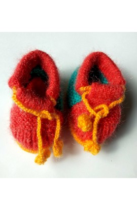 Handmade Baby Booties Made By Good Quality Multi-Colored Yarn ( 4 - 12M )