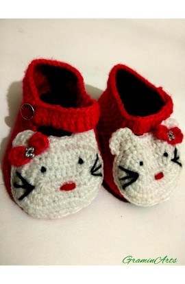 Unique Handmade Kitty Design Shoes For Baby Size 4 - 12 Month