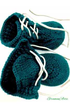 New desing woolen baby booties for 1-2 years blue color