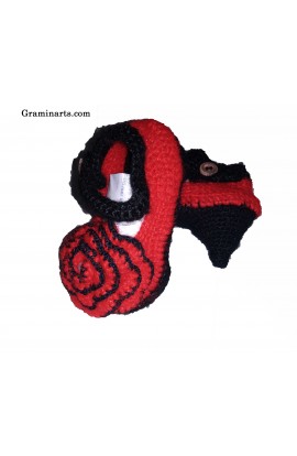 Beautiful And Stylish Baby Booties With Heels For Baby Girls With Red & Black Color 