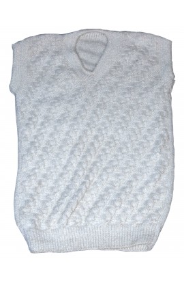 V-Neck Handmade Woolen Sleeveless knitted sweater Cream white color for Men