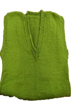 Unique  Design Wool/Yarn Knitted V-Neck Olive Green Color sleeveless sweater for Men