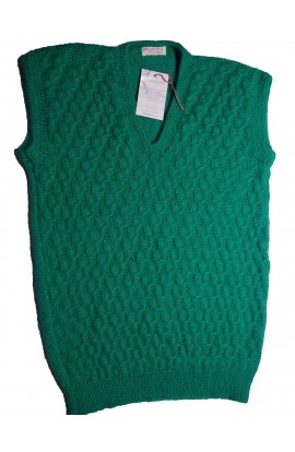 GraminArts Handmade Green Color Woolen V-Neck Half Sweater For Men